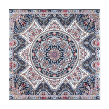 Small Circular Paisley 90x90  - multi blue
