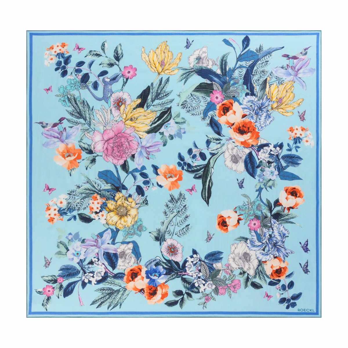 Flower Bouquet 100 x 100 - multi turquoise