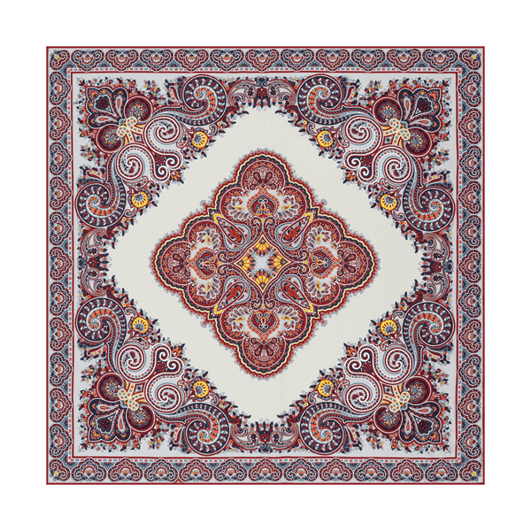 Square Garden Paisley 90x90 - multi granat