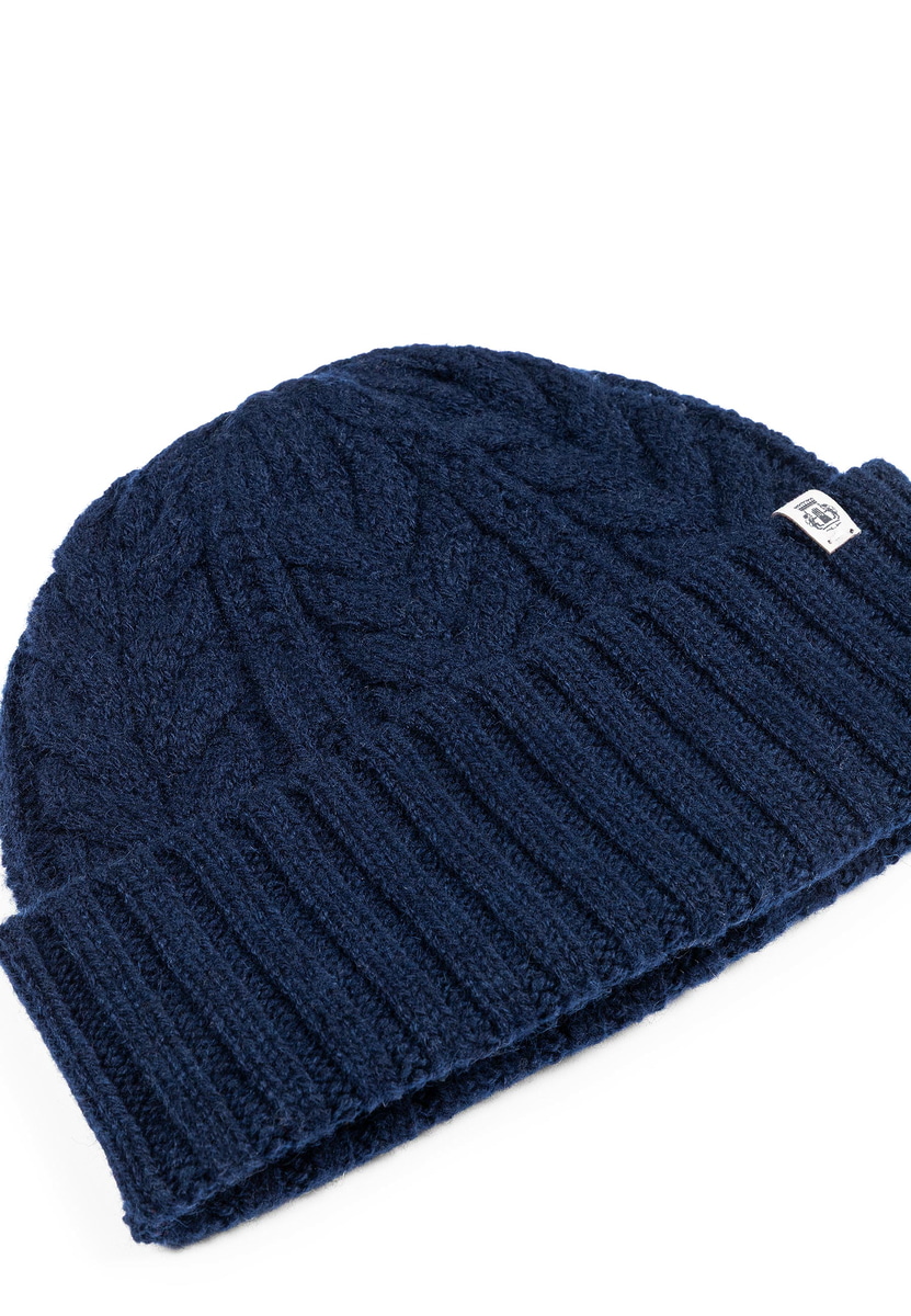 Cashmere Twist Mütze  - navy
