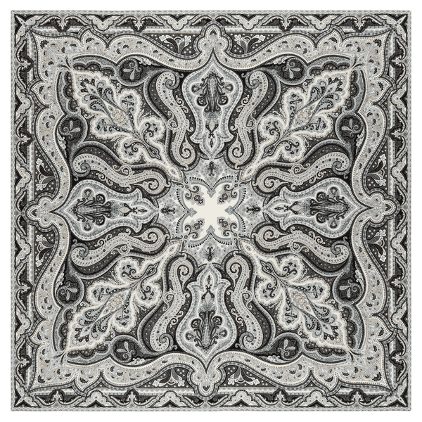 Navona Paisley 140x140 - black/white