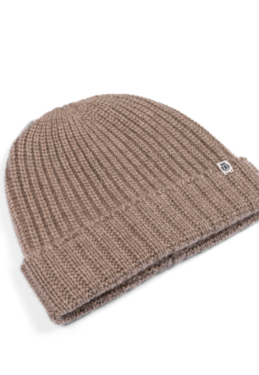 Pure Cashmere Umschlagmuetze  - taupe