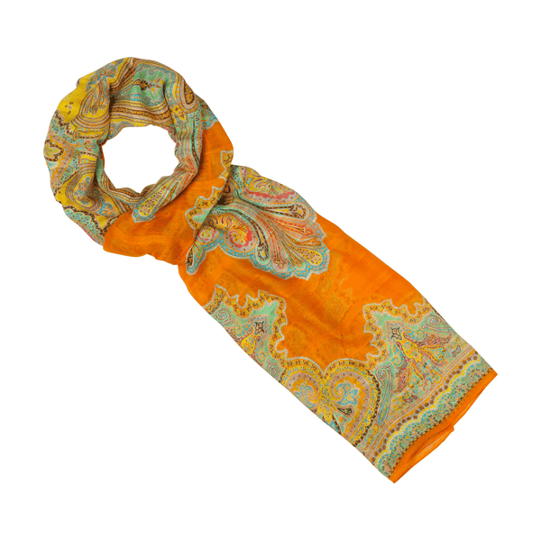 Sunshine Paisley 70x180 - multi tangerine