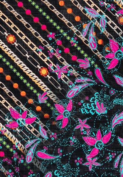 Charming Florals 100x100 - multi black