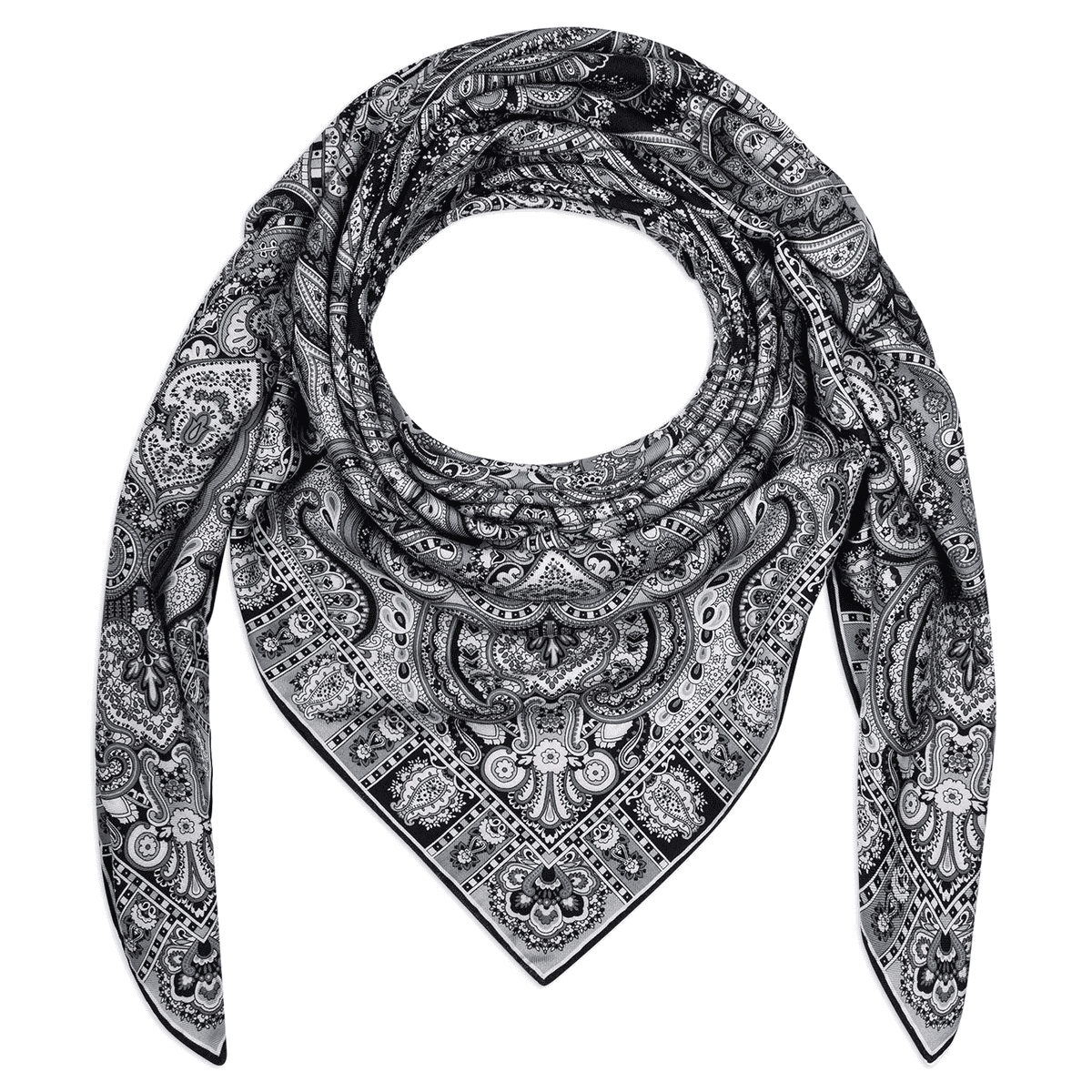 Paisley Glow 140x140 - black/white