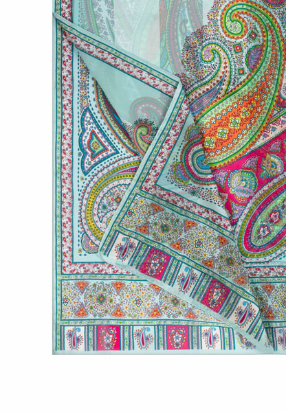 Summer Paisley Scarf 70x180 - multi turquoise