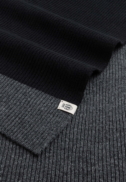 Two Side Knit Schal 35x180 - black/graphit