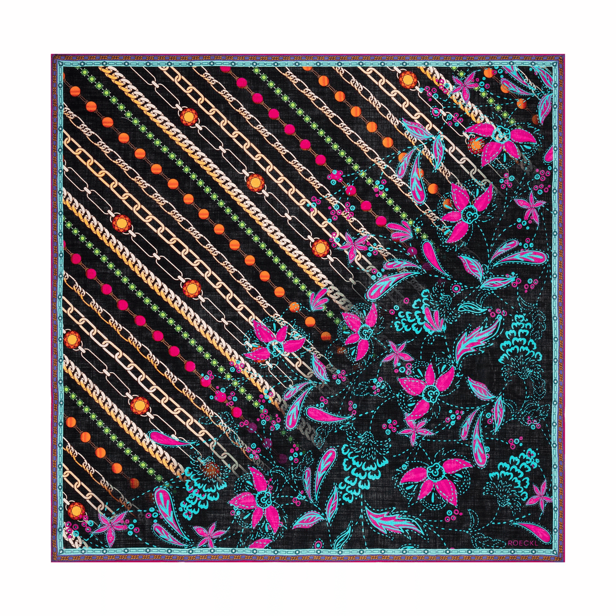 Charming Florals 100x100 - multi black