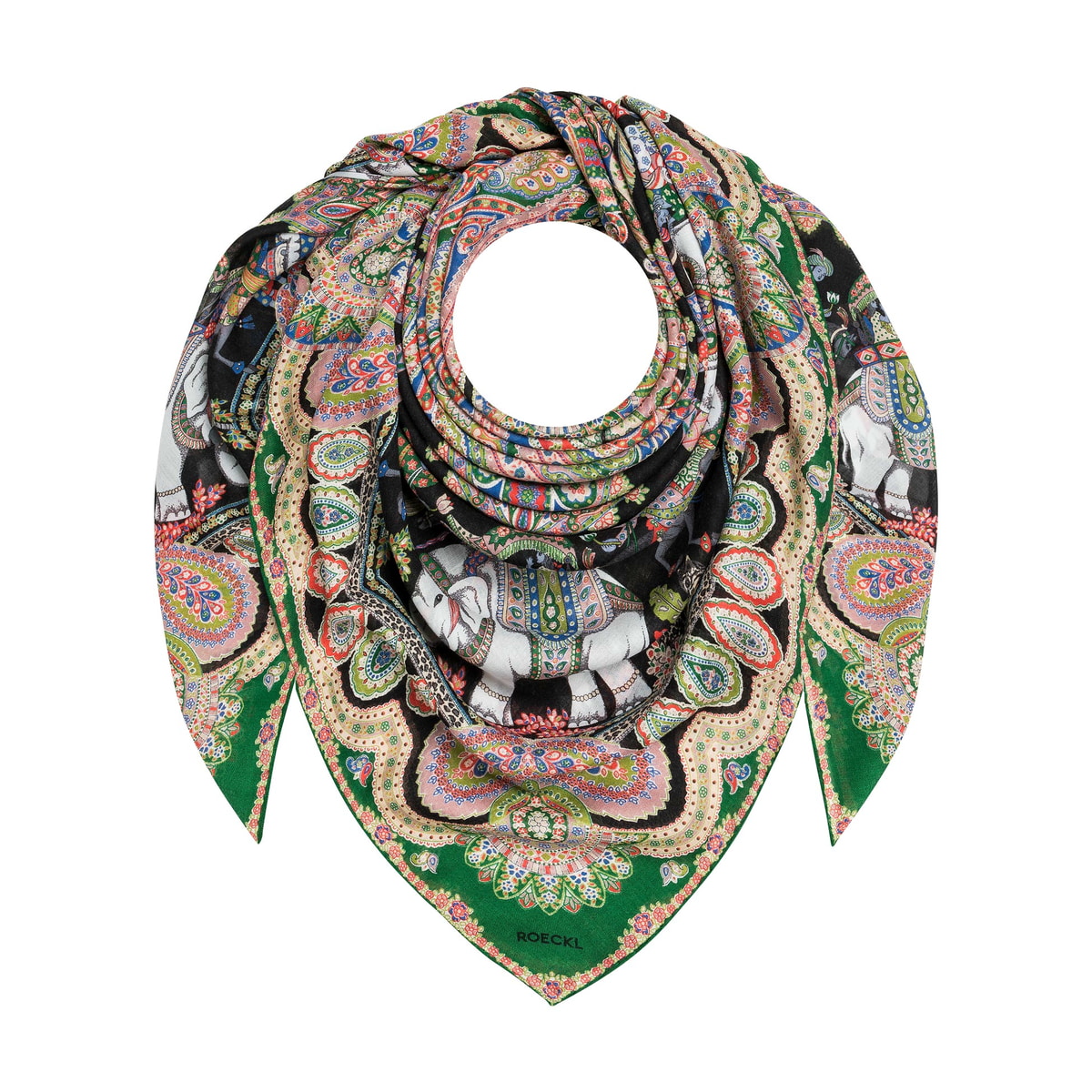 Elephant Parade Cashmere 140x140 - multi emerald