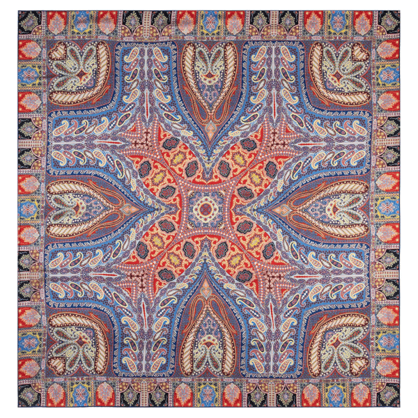 Secret Garden 140x140 - navy/red