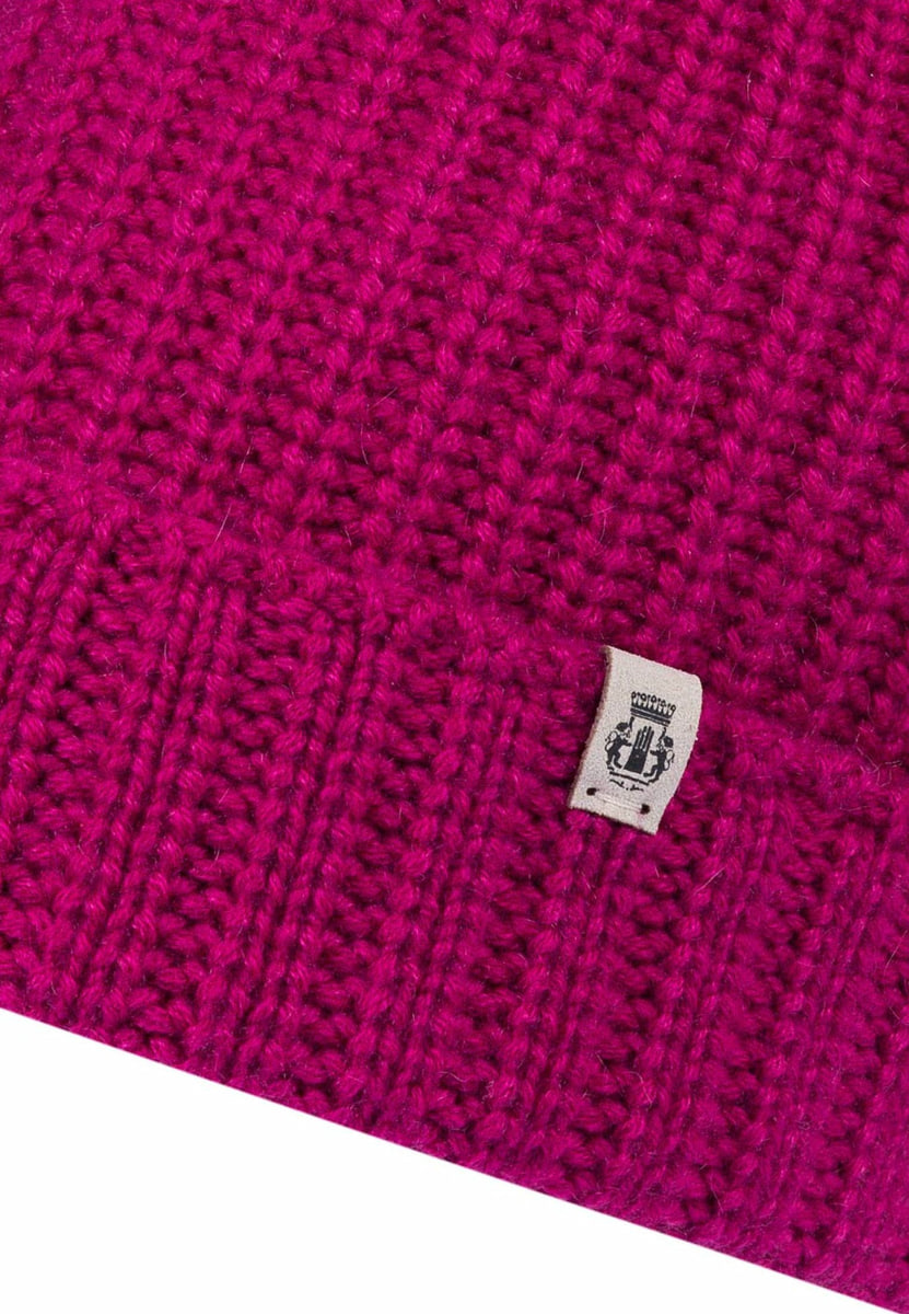 Pure Cashmere Umschlagmuetze - berry - OneSize