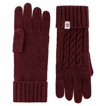 Cabled Charm Strickhandschuhe  - mulberry
