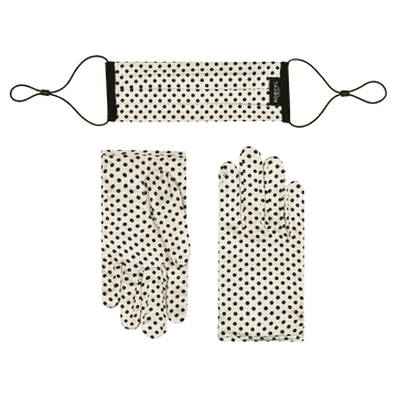 Polka Dots Maske & Handschuh Set, antivirale Funktion - creme black