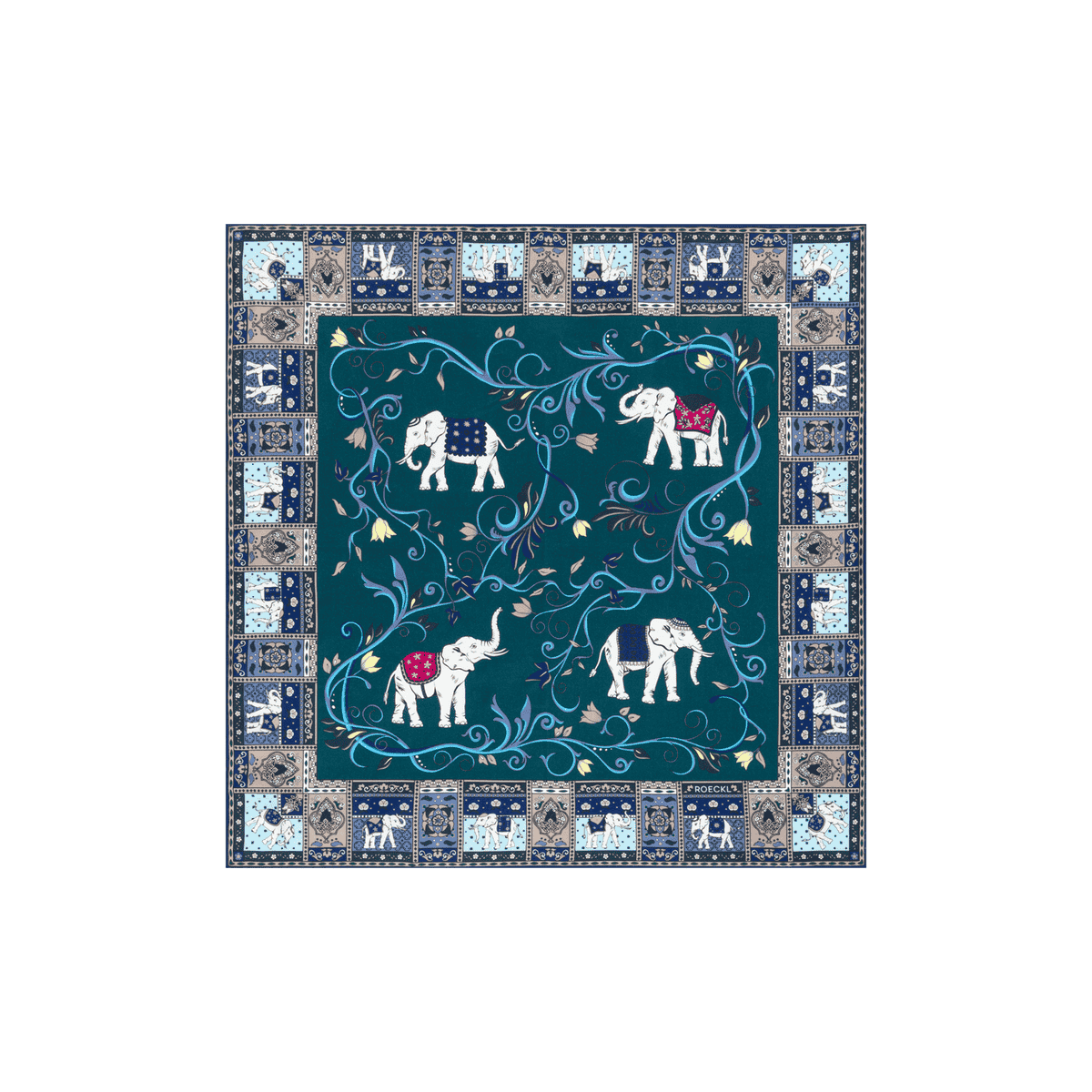 Lucky Elephant 53x53 - multi emerald