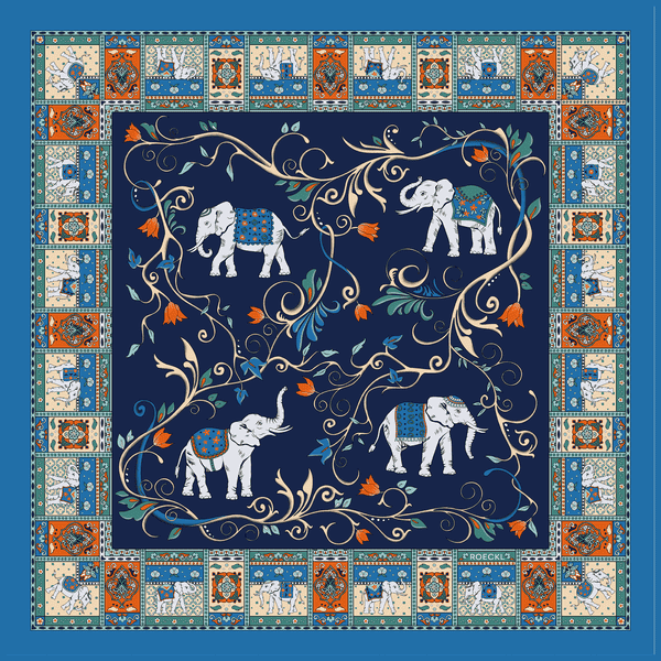 Elephant Celebration 53x53 - multi indigo