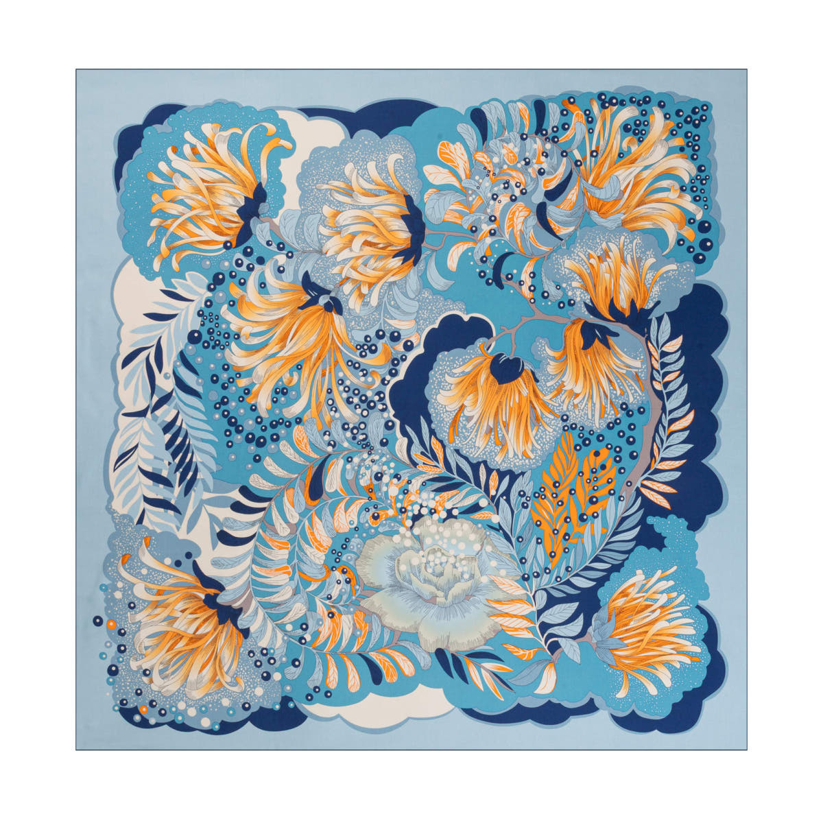 Dominique 106x106  - blue/beige