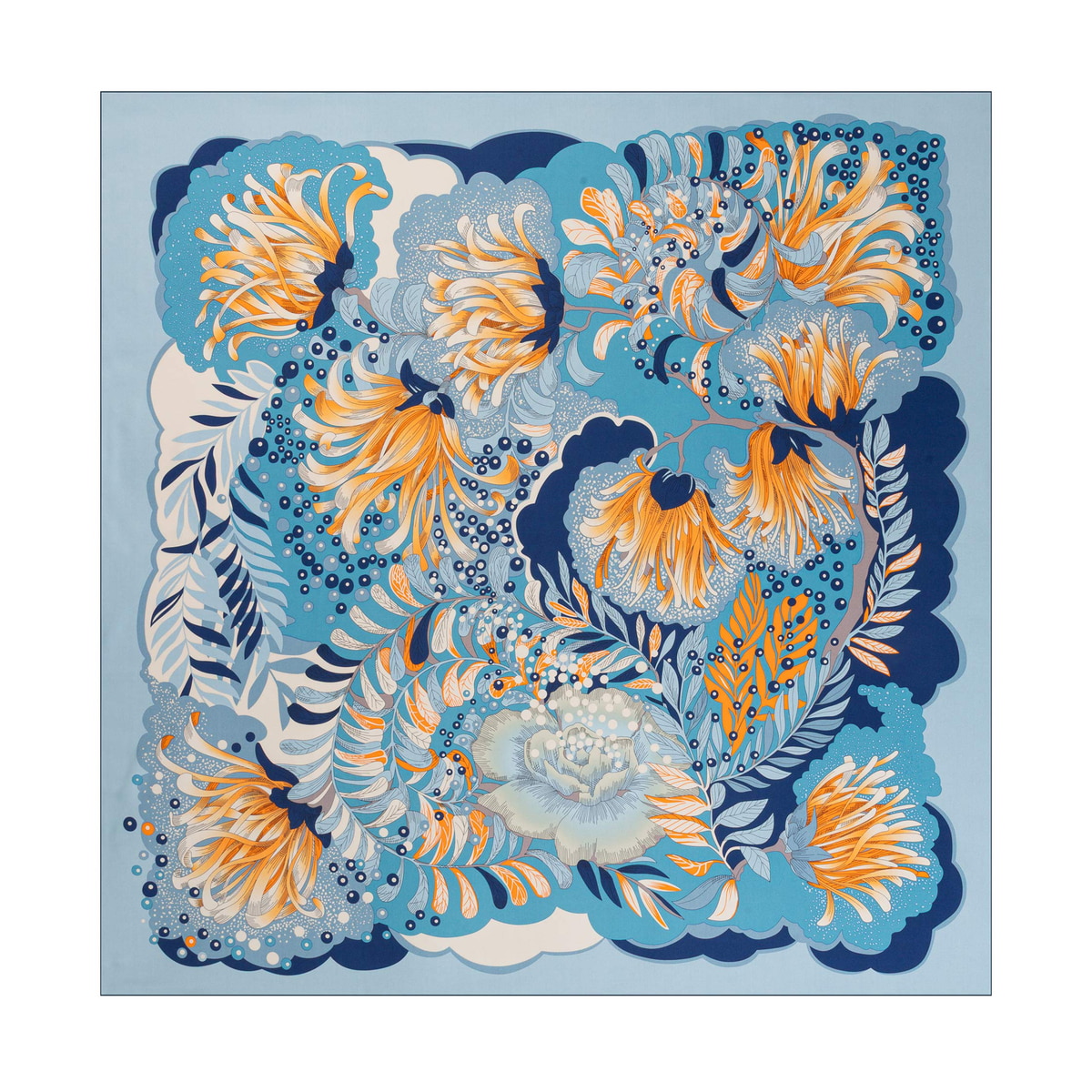 Dominique 106x106 - blue/beige