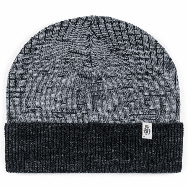 Two-Tone Merino Mütze  - grey/black