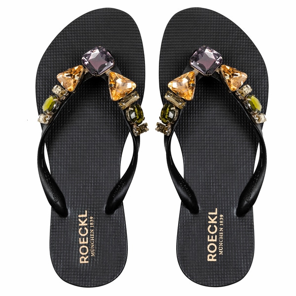Black & gold flip flops outlet