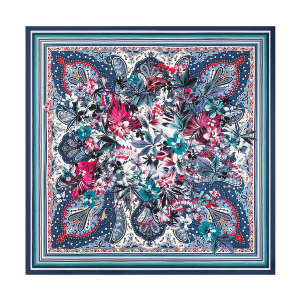 The Art of Flowers 90x90  - multi navy