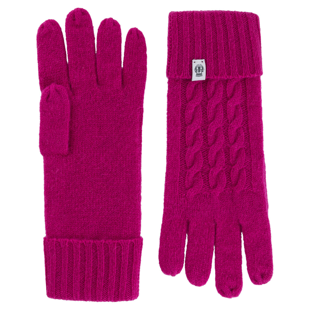 Cabled Charm Strickhandschuhe  - berry