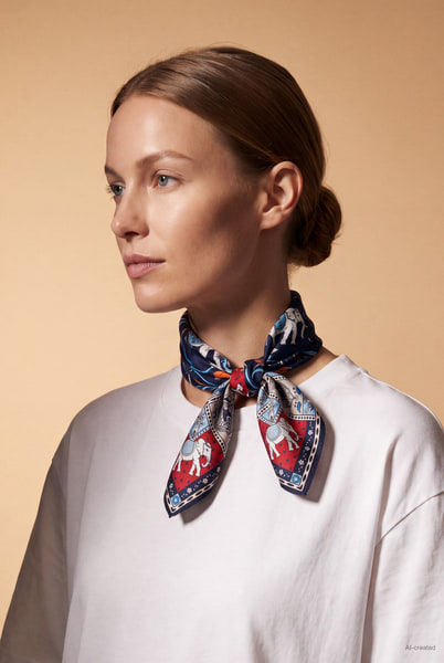 Lucky Elephant 53x53 - navy/red