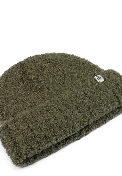 Classic Bouclé Umschlagmütze  - moss
