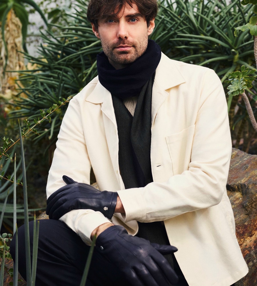 Two-Tone Wool 40x180  - olive/navy