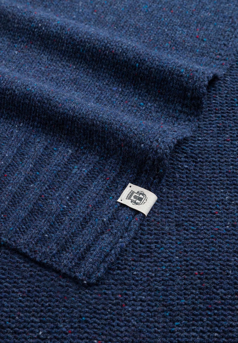 Merino Tweed Schal 35x180 - navy