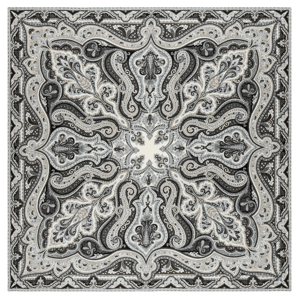 Navona Paisley 140x140 - black/white