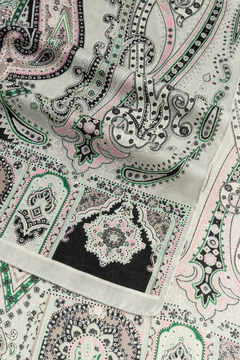 Harfen Paisley 70x170 - black/white
