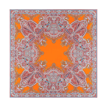 Mirror Paisley 90x90  - tangeringe/red