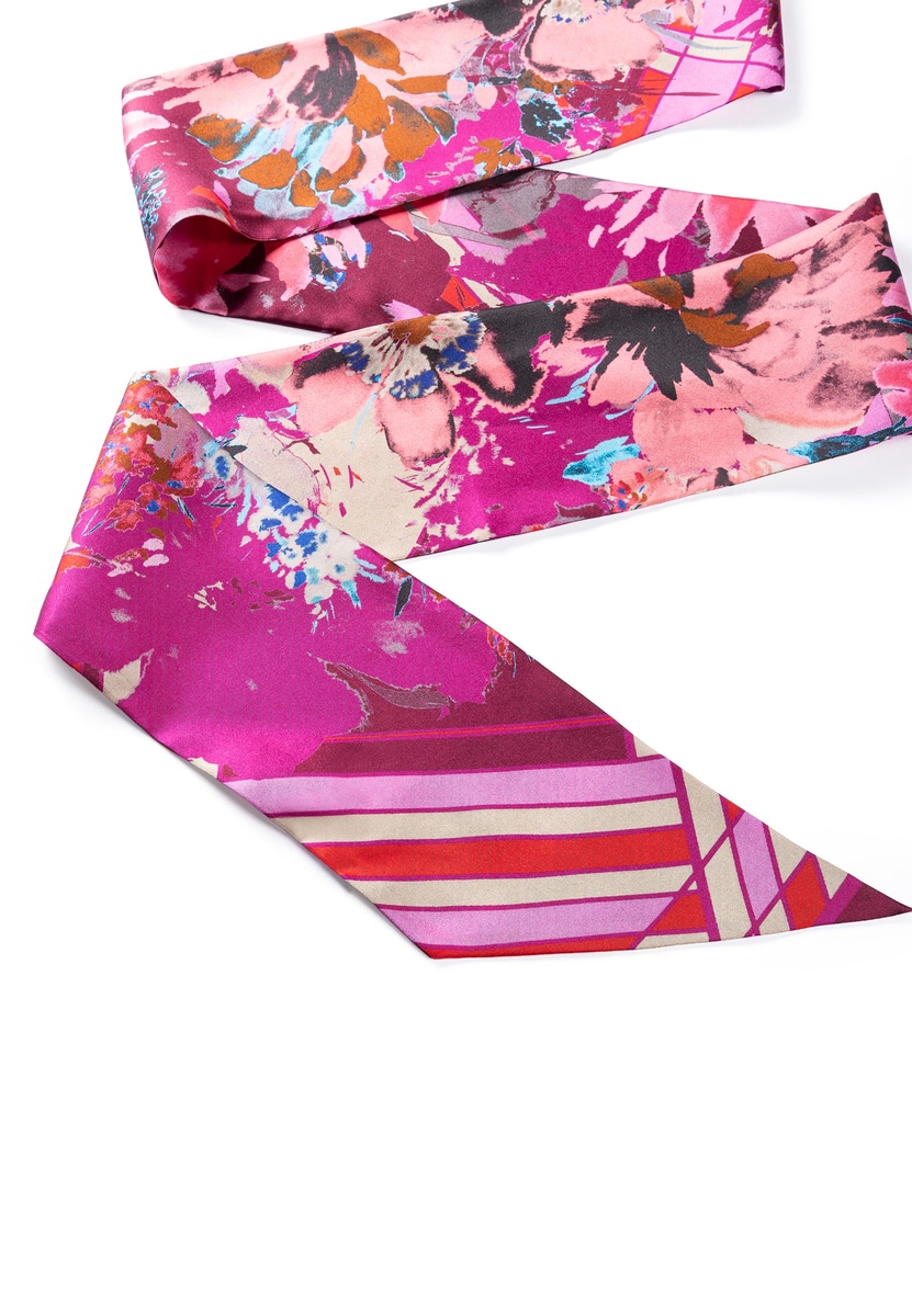 Check & Flowers Twilly 11x200 - multi magenta