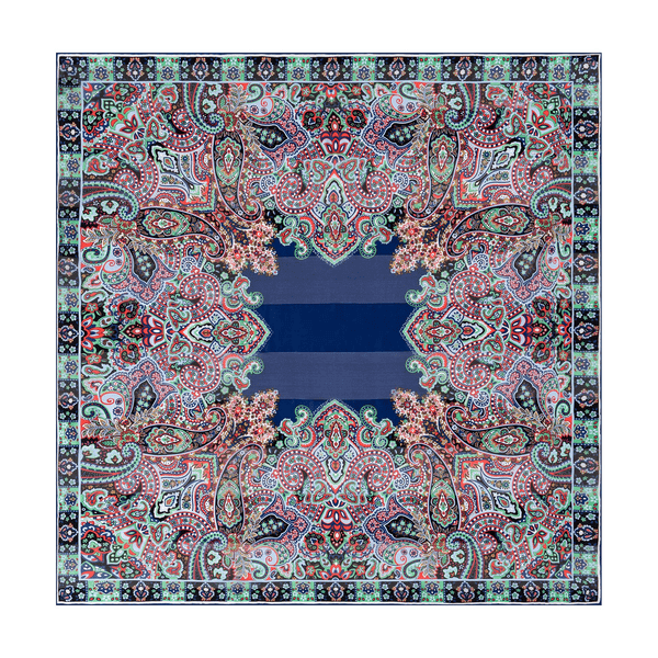Bold Paisley 90x90 - multi navy