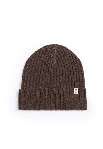 Business Cashmere Muetze mit Umschlag - coffee
