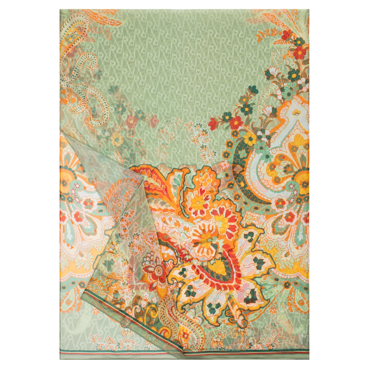 Double-R Paisley 65x180 - multi olive