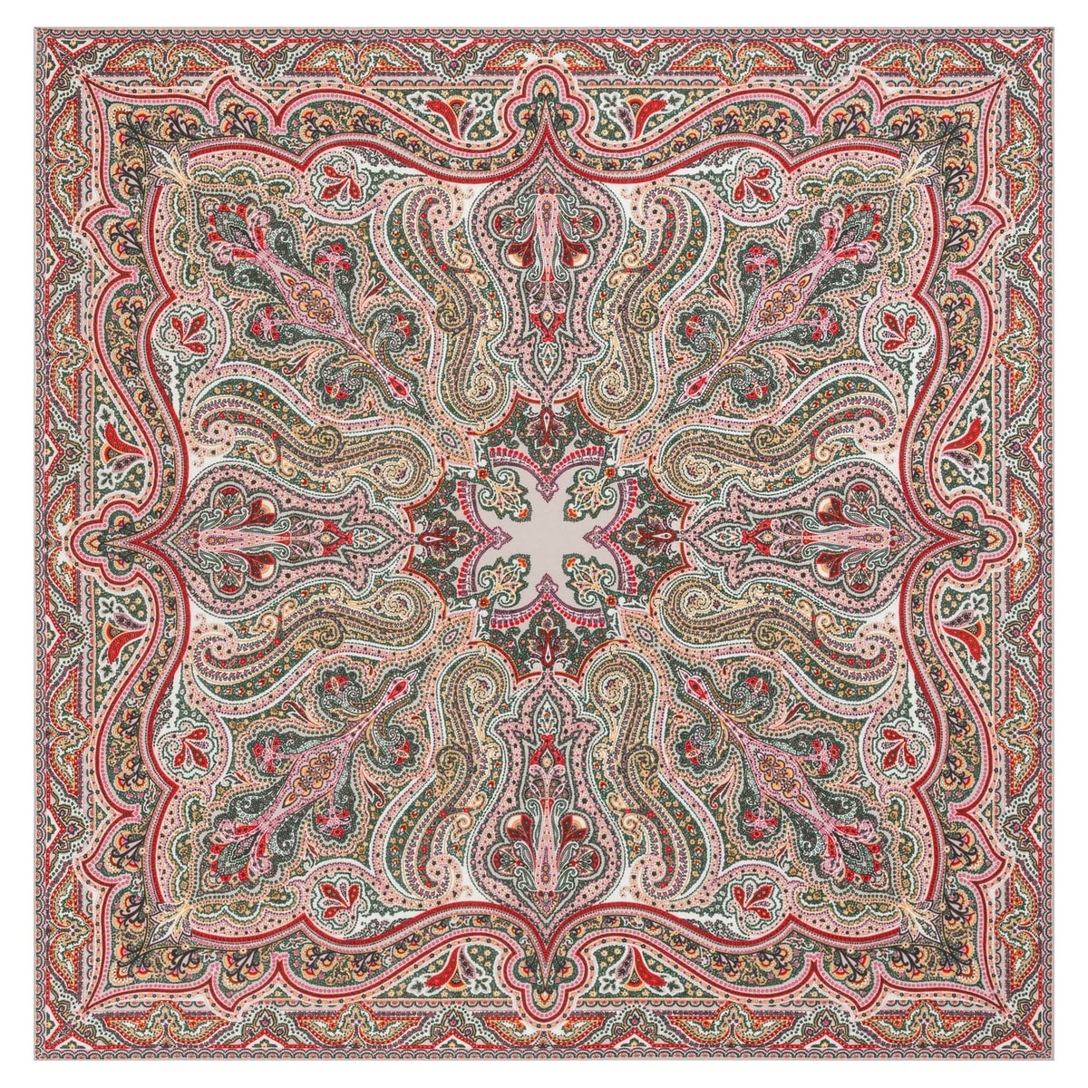 Navona Paisley 140x140  - multi forest