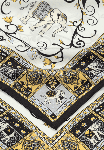 Lucky Elephant 53x53  - white/black