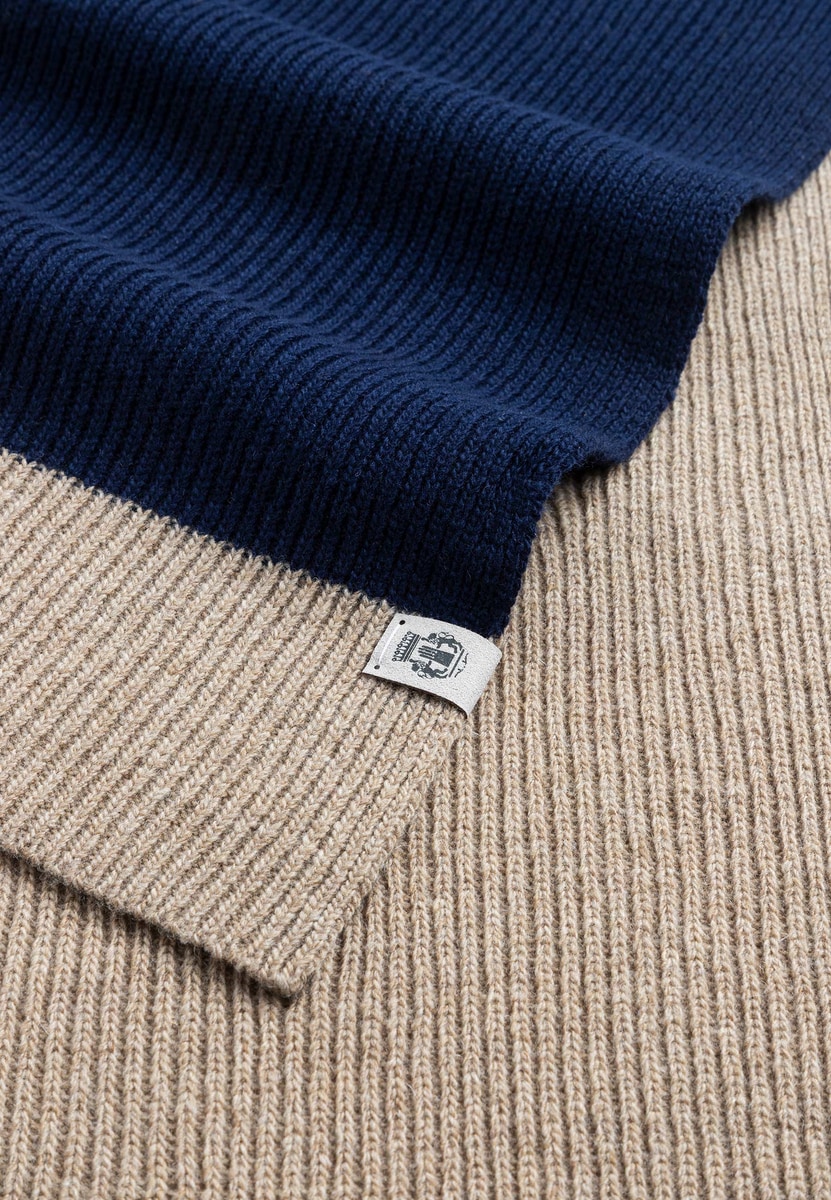Two Side Knit Schal 35x180 - navy/beige