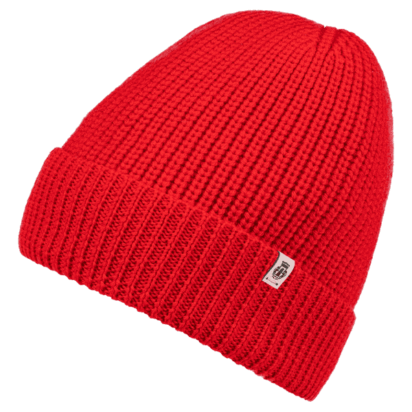 Pure Merino Umschlagmuetze - race red