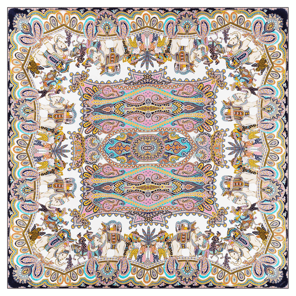 Elephant Parade Silk 140x140 - multi bleu