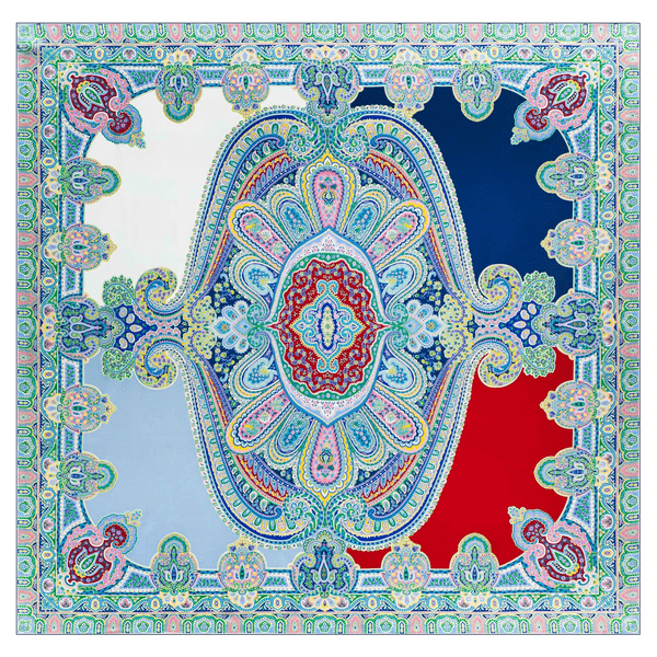 Colorblocking Ornament 140x140 - multi blue