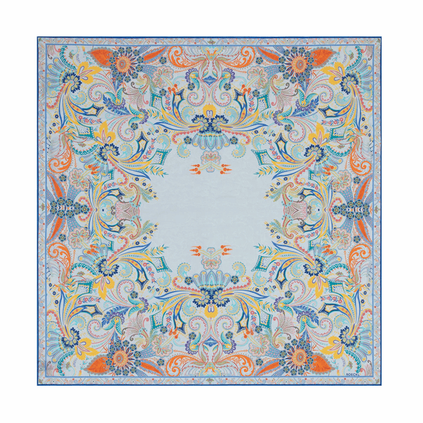 Floral Frame 100 x 100 - multi blue