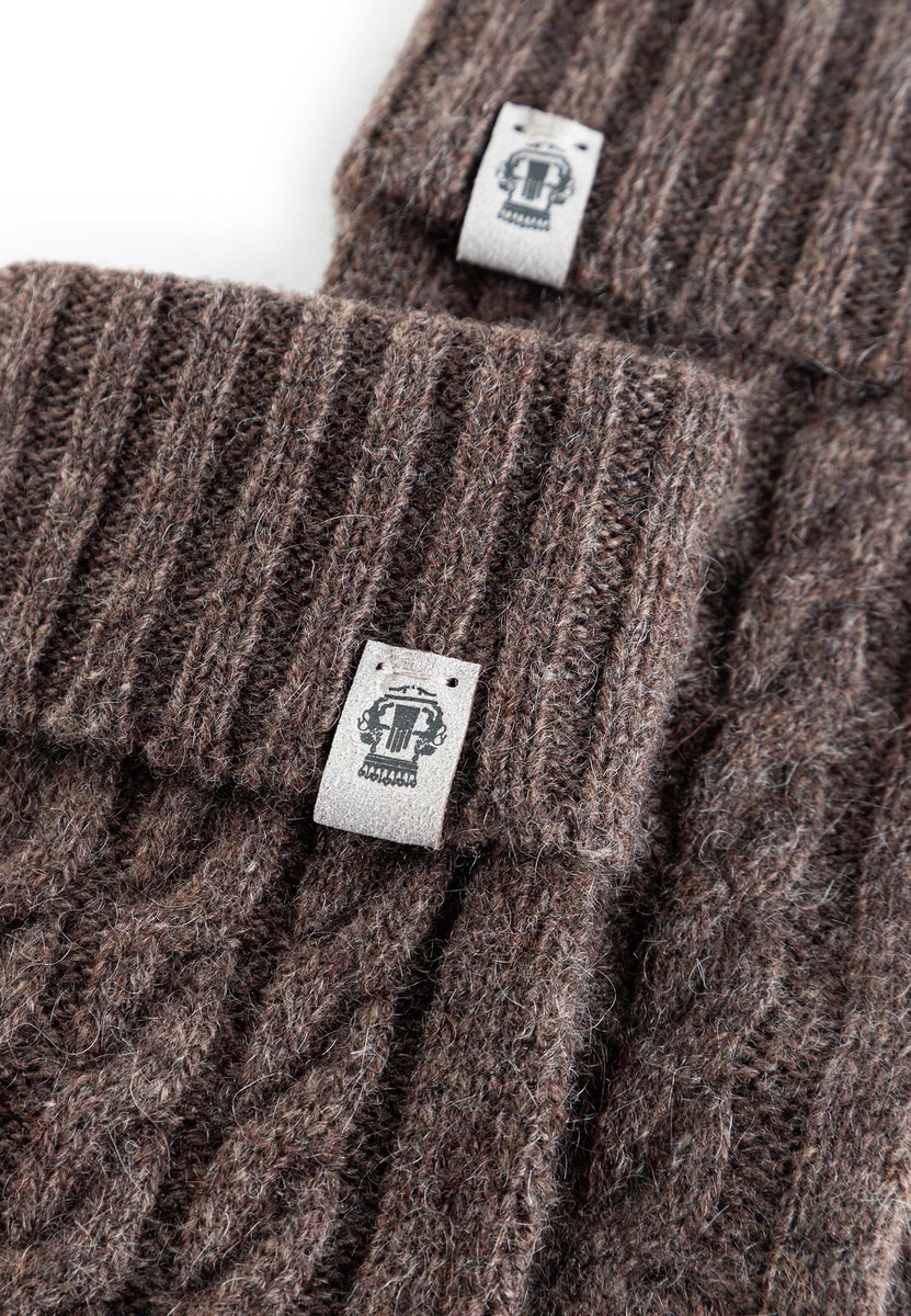 Cabled Charm Strickhandschuhe - coffee