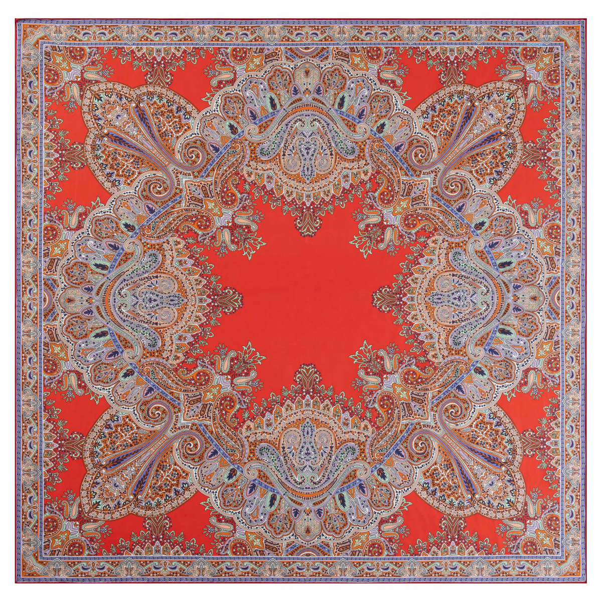 Mirror Paisley 90x90 - tangeringe/red